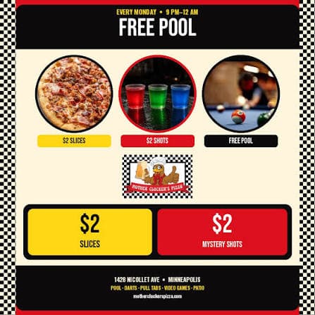 Free Pool Mondays 9 PM–12 AM - 10.26