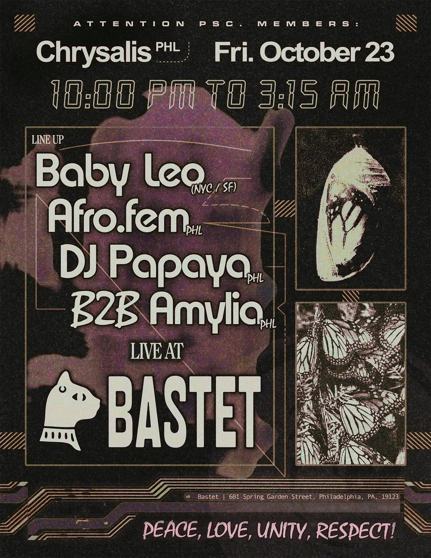 Chrysalis: Baby Leo, Afro.fem, DJ Papaya b2b Amylia || Anshi The Rae & DJ Afrvbz
