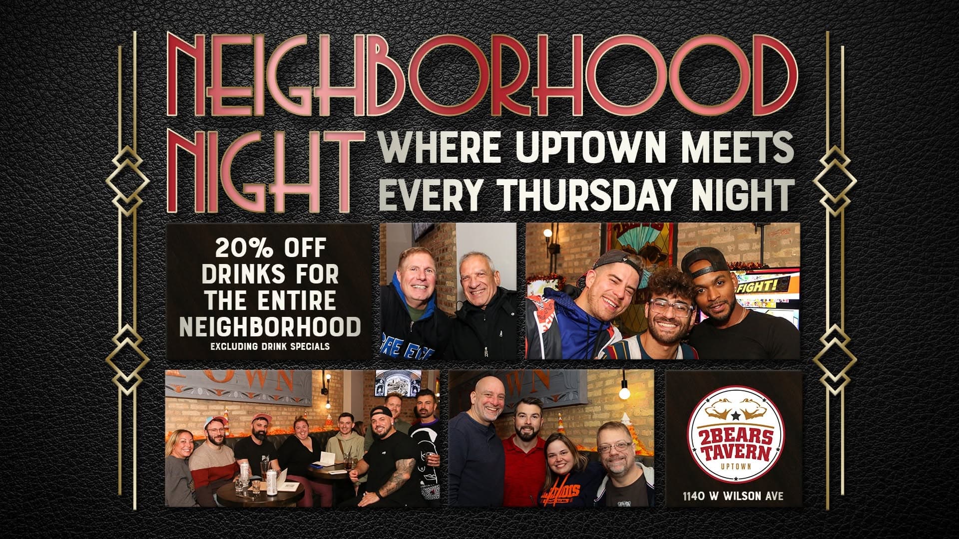 Neighborhood Night at 2Bears Tavern Uptown - 10/22